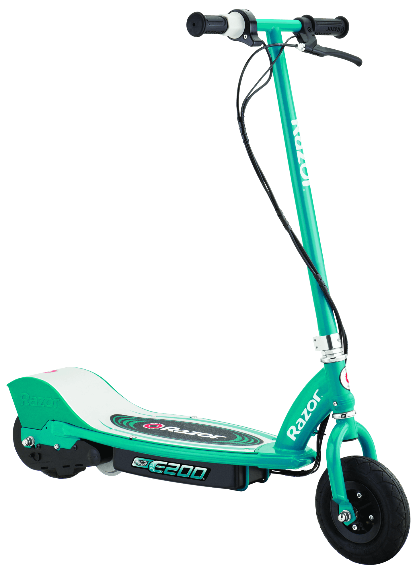 Green colored electric scooter for teenagers.