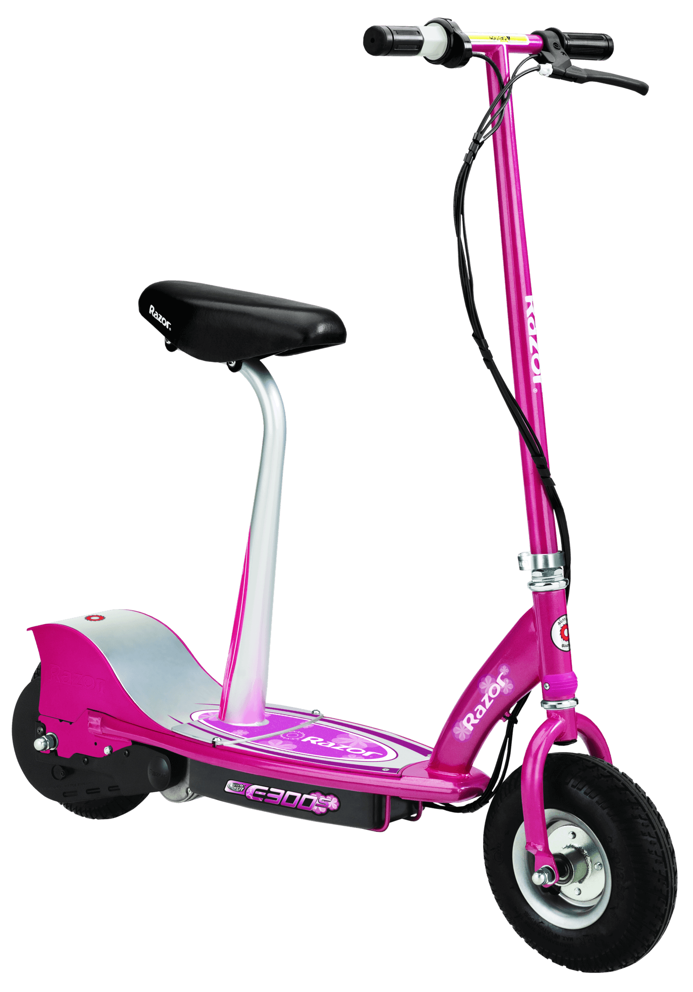 Pink Razor electric scooter with a seat for kids.
